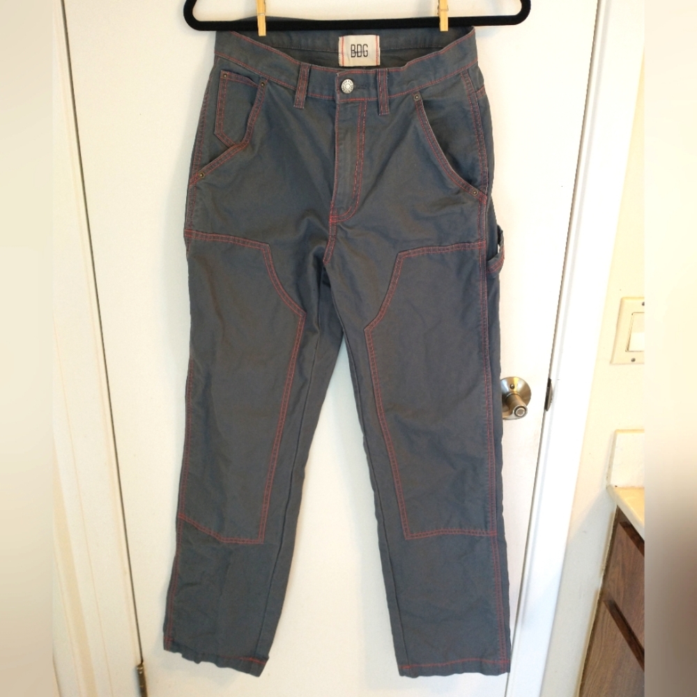 High Waist BDG Urban Outfitters Gray Carpenter Jeans With Contrast Stitching 26